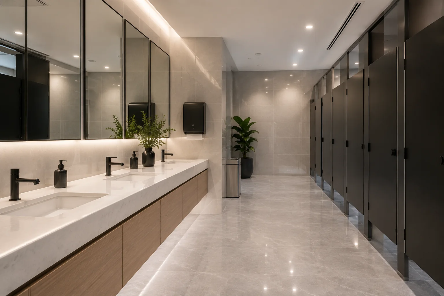 Workplace bathroom after a commercial deep clean in St George